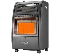 BAKAJI Stufa Catalitica a Gas per Bombola GPL e Elettrica con Funzione Riscaldamento Infrarossi, 3 Elementi Riscaldanti e 3 Potenze Selezionabili, Accensione Piezoelettrica, Controllo Termostatico