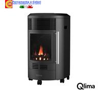 Stufa a Gas QLIMA GH8034 Porta in vetro con maniglia colore argento 18-44 m2