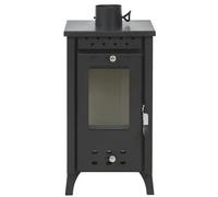 Stufa a Legna 7,7 kW in Acciaio Nero con Vetro Compatta per Interni