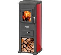 Stufa a legna 7kW rossa acciaio riscaldamento ambienti calore casa EKONOMIK LUX