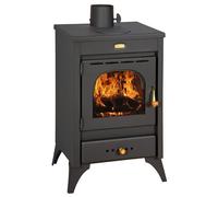 Stufa A Legna 9-12 kW In Acciaio Con Piastra Di Cottura In Ghisa Kir Antracite [EEK: C]