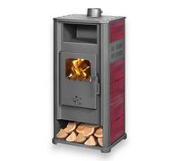 Stufa a legna 9.4 Kw in acciaio 48,5x44xH110 cm antracite e bordeaux