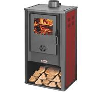 STUFA LEGNA ATENE IN ACCIAIO E GHISA COLORE ROSSO 7,2 KW