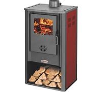 STUFA A LEGNA ATENE IN ACCIAIO E GHISA COLORE ROSSO 7,2 KW COD.505587