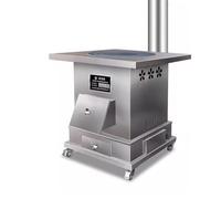 Stufa a Legna, Braciere da Esterno Piccolo con Ruote, Stufa a Pellet Piccola economica in Acciaio Inoxydabile con Canale, for Cottura Quotidiana Riscaldamento(60x60x62cm)