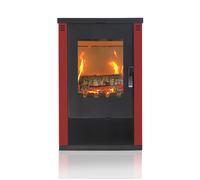 Stufa a Legna Camino Verso Lheia Rosso 7,5 kW. EEK- A Eco Design [EEK: A]