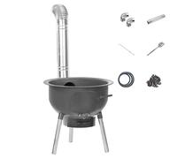 Stufa A Legna Campeggio Griglie 14mm, Anelli Regolabili E Cassetto Cenere, Fornello Da Esterno Per Legna/Carbone/Paglia Riscaldamento Rapido, Portata 150kg(52 * 52 * 53cm)