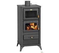 STUFA A LEGNA CARBONE CUCINA CON FORNO ACCIAIO FIME 12/16KW 36x37x23hCM 220 m3