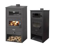 STUFA A LEGNA CON FORNO 12kW CAMINO ACCIAIO GHISA PORTALEGNA 140m3 PORTACENERE