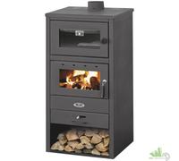 STUFA A LEGNA CON FORNO 51X48X106h CM ACCIAIO GHISA 12kw 140 MC ANTRACITE