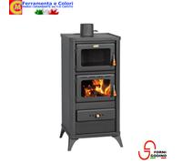 Stufa a Legna Con Forno GODINO 16 Kw Caminetto Riscaldamento Casa Nero Opaco [EEK: A]