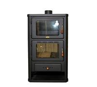 Stufa a legna con forno. Stufa da cucina, potenza di riscaldamento 14kw. Nero