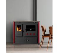 Stufa a legna con piastra superiore in ghisa Perfect lux Eco canna fumaria destra - 7,38 kw