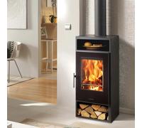 Stufa a legna con presa d`aria esterna Asti Scaldapiatti 5 Ecodesign 7,6 kw Nero metallico
