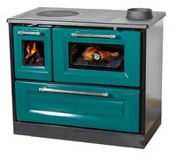 Stufa a legna con forno e piano cottura 4012 verde forno a legna da 8 kW, forno a legna multiuso, camino, stufa da cucina