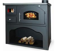 Stufa a Legna Cucina a Legna con Forno in Acciaio Verona 5,9-10 kW con Piastra di Cottura Termometro Forno Regolazione Aria Porta Salviette