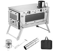 Stufa a legna da ardere compatta in acciaio inox: pieghevole, portatile, per uso esterno e tenda