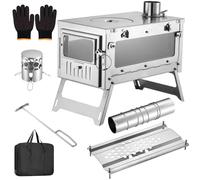 Stufa a legna da ardere compatta in acciaio inox: pieghevole, portatile, per uso esterno e tenda