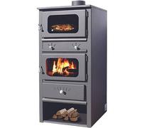 Stufa a Legna e Carbone con Forno in Acciaio 11-14KW Ischia Con Termometro e Regolazione Aria Primaria e Secondaria