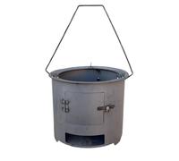 Stufa a Legna for Camping, Ronda in Acciaio Spessore con Manico Integrato Cucina a Legna da Esterno, for Grigliata Campeggio Cibo Riscaldamento Pesca(33x33x22cm)