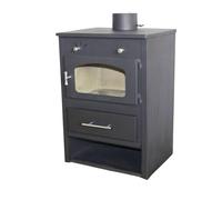 Stufa a Legna in Acciaio 6.9-11 kW Roma con Vetro Ceramico Ampia vista fuoco Portalegna