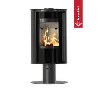 Stufa a legna in acciaio con piedistallo KRATKI ERIK Ø 150 5,5 kW rivestimento nero thermotec porta a chiusura