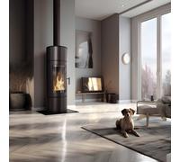 Stufa a legna in acciaio KRATKI ANTARES Ø 150 10 kW rivestimento nero thermotec