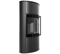 Stufa a legna in acciaio BJORN/W Ø 150 8 kW rivestimento nero thermotec porta a chiusura
