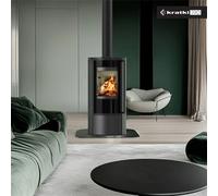 Stufa a legna in acciaio KRATKI ERIK Ø 150 5,5 kW ceramica decorativa [EEK: A]