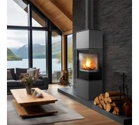 Stufa a legna in acciaio KRATKI REN/M destro Ø 150 7 kW porta a chiusura