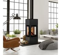 Stufa a legna in acciaio KRATKI THOR VIEW Ø 150 8 kW porta a chiusura automatica [EEK: A+]