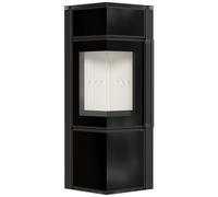 Stufa a legna in acciaio KRATKI TORA/S 8 kW Ø 150 pannello in vetro nero porta a
