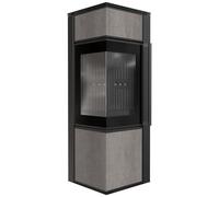 Stufa a legna acciaio KRATKI TORA S 8kW Ø150 PIETRA SAVOIA GRIGIA thermotec nero