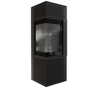 Stufa a legna in acciaio KRATKI TORA/S 8 kW Ø 150 Sinterizzazione del quarzo Nero Assoluto thermotec
