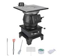 Stufa a legna in ghisa, riscaldatore multifunzionale a carbone e legna per campeggio e riscaldamento domestico, supporta più combustibili, 40 x 36 x 56 cm, ideale per cucinare in inverno e uso