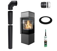 Stufa a legna KRATKI REN S/P 7kW Ø150 Nera con kit di montaggio