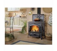 STUFA A LEGNA LA NORDICA + EXTRAFLAME "ISOTTA EVO" PIASTRA CON CERCHI NERO 11...