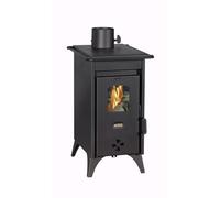 Stufa a legna modello MINI D 6,3 kW, per abitazioni, a combustibile solido, livello 2, EcoDesign 2022 i efficienza energetica A, 79,0% di efficienza, EEI 105, canna fumaria Ø 130 mm