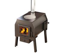 Stufa a Legna Multifunzionale In Acciaio Rinforzato, Stufa a Legna Portatile In Ghisa con Ampia Piastra per Riscaldamento Interno e Cucina da Campeggio(61 * 42 * 47cm)