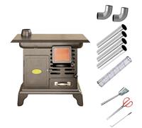 Stufa a Legna Multifunzionale in Ghisa, Stufe a Legna da Interno, Include Schermo di Protezione Dalle Scottature e Accessori, per Cucinare, Riscaldare, Picnic, Escursioni