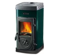 Nordica Extraflame Stufa a Legna Bruciatutto 5 Kw Volume 143 m3 Testata in Ghisa Rivestimento Acciaio Smaltato Colore Verde - Super Junior