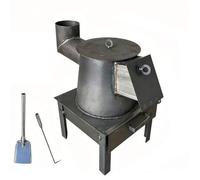 Stufa A Legna per Baita Acciaio Stufa a Legna e Carbone per Riscaldamento | Paravento Rotante, Resistente Al Calore e Durevole, per Riscaldare, Cucinare, Bollire L’acqua e Grigliare(27.5x27.5x42cm)