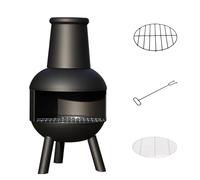 Stufa a legna per esterni, in acciaio laminato a freddo e stufe per barbecue, rivestimento resistente al calore a 600 °C, per casa, giardino, patio, cortile, campeggio, falò e grigliate