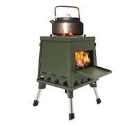 Stufa a legna pieghevole, in acciaio al carbonio, da campeggio, per esterni, campeggio, a legna, per picnic, a legna, per barbecue rimovibile