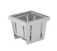 Stufa a legna pieghevole in acciaio inox con griglia, pentole da campeggio portatili per tenda Heang, pesca all'aperto, escursionismo, barbecue, stufa all'aperto, stufa a legna (11,5x11,5x9 cm)