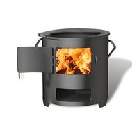 Stufa a Legna Portatile In Acciaio al Carbonio Rinforzato, Stufa a Legna In Ghisa Integrata con Base Stabile, Supporto Triangolare al Calore per Interni ed Esterni(30cm)