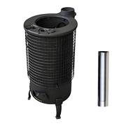 Stufa a Legna Portatile In Ghisa e Acciaio con Rete Antis Scottatura Stufas a Legnas Multifunzionale da Campeggio per Riscaldamento e Cottura Interno Esterno