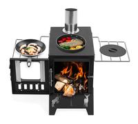 Stufa a legna, portatile, pieghevole, da campeggio, con finestra visibile e prese d'aria regolabili, per riscaldamento della tenda, cucina all'aperto, barbecue, picnic