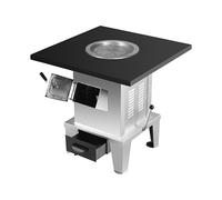 Stufa a legna portatile senza fumo - Riscaldamento per cucinare all'aperto multicombustibile, grande stazione wok, camera di fuoco profonda, ingresso carburante allargato, scatola di cenere