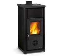 Stufa A Legna 'Tea' Stufa Con Rivestimento Esterno In Acciaio Porcellanato. Porte, Basamento E Testata In Ghisa. Vetro Ceramico Resistente Fino A 750°. Cassetto Portacenere A Scomparsa. Aria Primaria E Secondaria Regolabile, Aria Terziaria Pretarata Con S